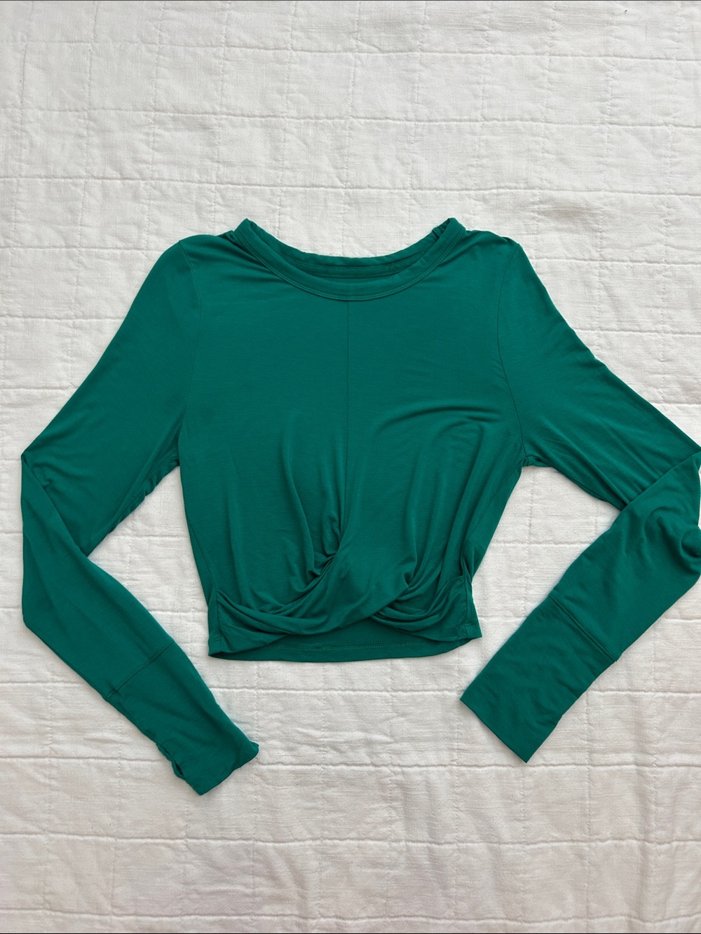 Off-Line by aerie Emerald Twist-Front Long Sleeve Crop Top